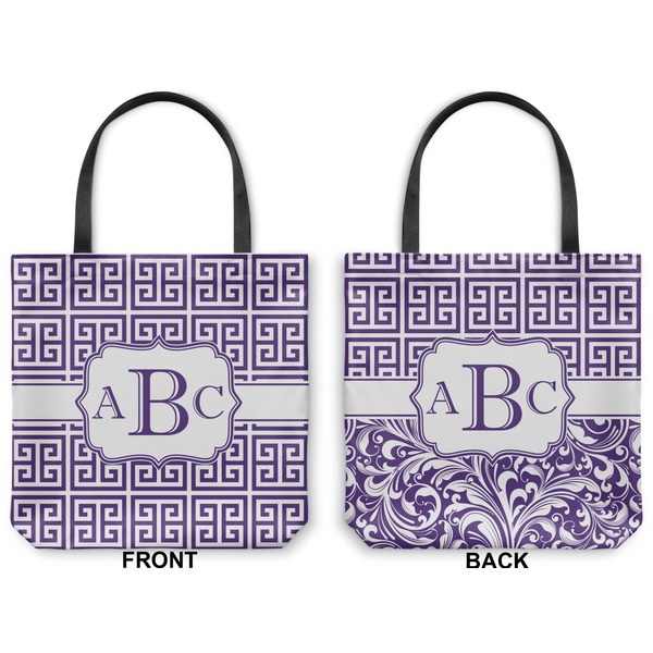Greek Key Canvas Tote - Front and Back