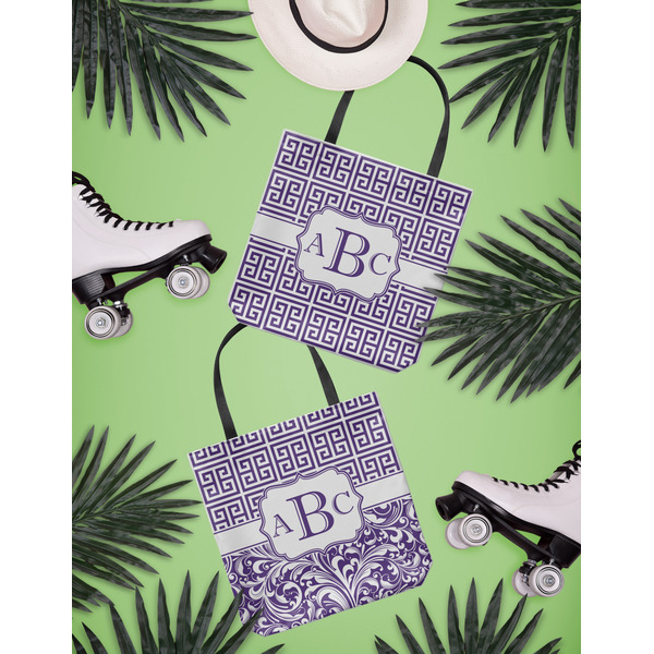 Greek Key Canvas Tote Lifestyle Front and Back