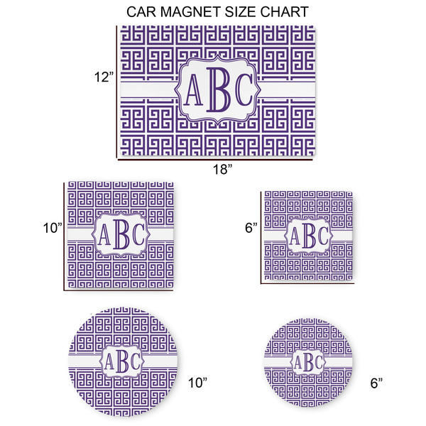 Greek Key Car Magnets - SIZE CHART