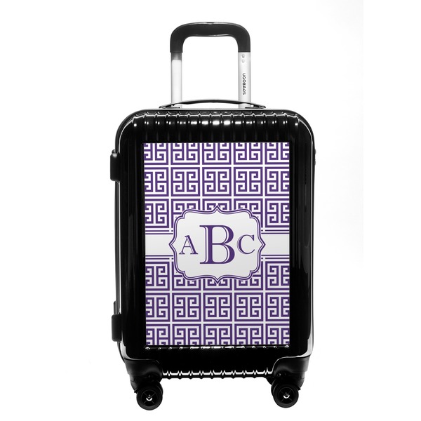 Custom Greek Key Carry On Hard Shell Suitcase (Personalized)
