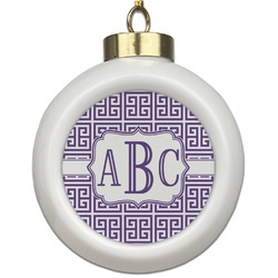 Greek Key Ceramic Ball Ornament (Personalized)