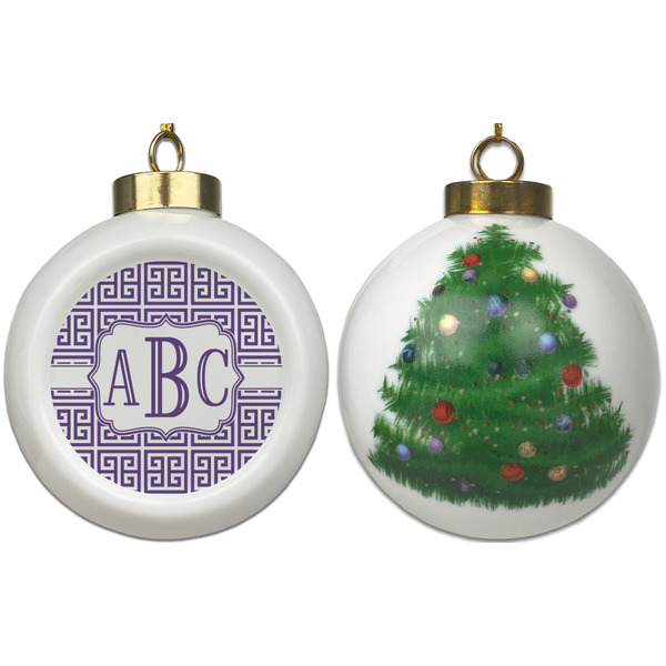 Greek Key Ceramic Christmas Ornament - X-Mas Tree (APPROVAL)