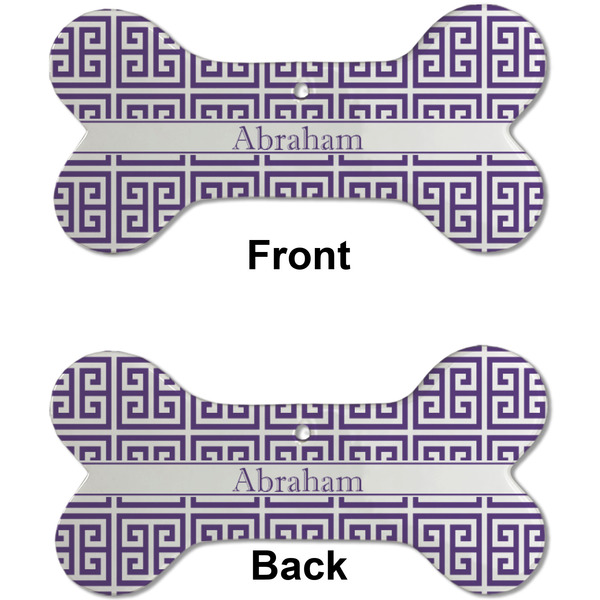 Greek Key Ceramic Flat Ornament - Bone Front & Back (APPROVAL)