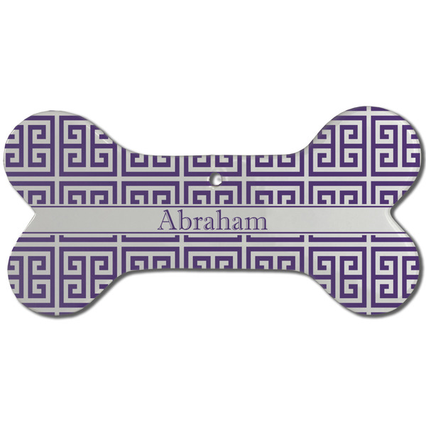 Greek Key Ceramic Flat Ornament - Bone Front