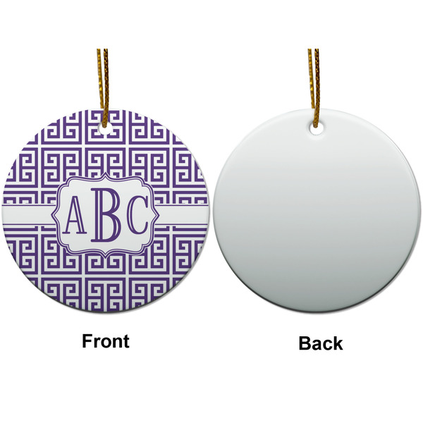 Greek Key Ceramic Flat Ornament - Circle Front & Back (APPROVAL)