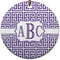 Greek Key Round Ceramic Ornament w/ Monogram