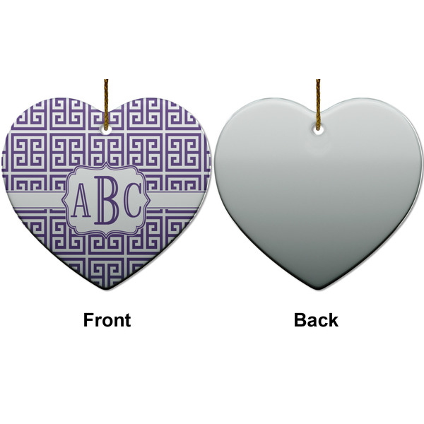 Greek Key Ceramic Flat Ornament - Heart Front & Back (APPROVAL)