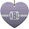 Greek Key Heart Ceramic Ornament w/ Monogram