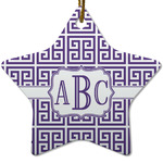 Greek Key Star Ceramic Ornament w/ Monogram