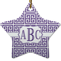 Greek Key Star Ceramic Ornament w/ Monogram