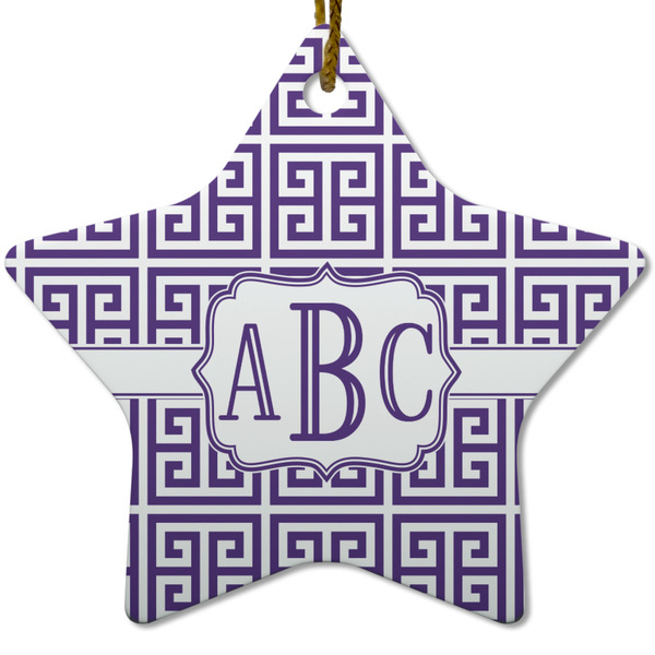 Greek Key Ceramic Flat Ornament - Star (Front)