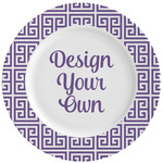 Greek Key Ceramic Dinner Plates (Set of 4) (Personalized)