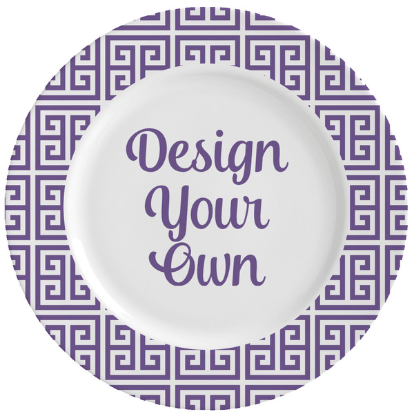 Custom Greek Key Ceramic Dinner Plates (Set of 4) (Personalized)