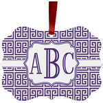 Greek Key Metal Frame Ornament - Double Sided w/ Monogram