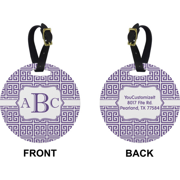 Greek Key Circle Luggage Tag (Front + Back)