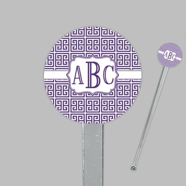 Greek Key Clear Plastic 7" Stir Stick - Round - Closeup