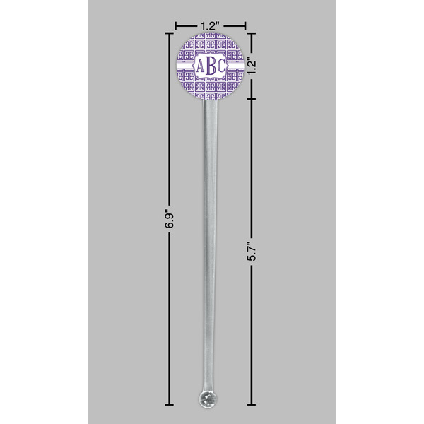 Greek Key Clear Plastic 7" Stir Stick - Round - Dimensions