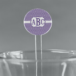 Greek Key 5.5" Round Plastic Stir Sticks - Clear (Personalized)