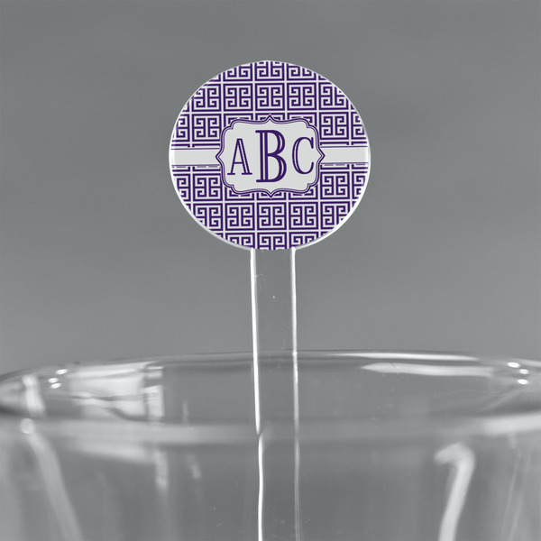 Custom Greek Key 5.5" Round Plastic Stir Sticks - Clear (Personalized)