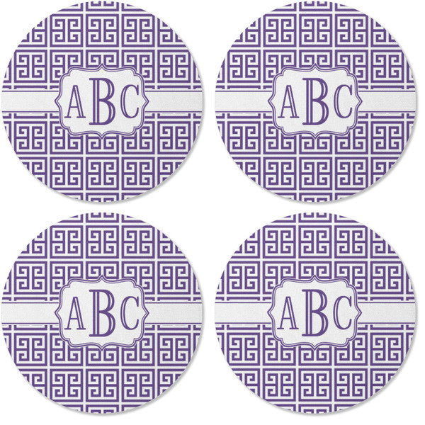 Greek Key Coaster Round Rubber Back - Apvl