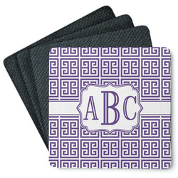Greek Key Square Rubber Backed Coasters - Set of 4 (Personalized)