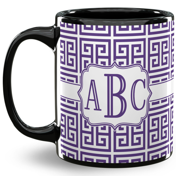 Custom Greek Key 11 Oz Coffee Mug - Black (Personalized)