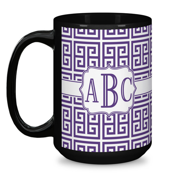 Greek Key Coffee Mug - 15 oz - Black