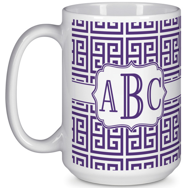 Custom Greek Key 15 Oz Coffee Mug - White (Personalized)