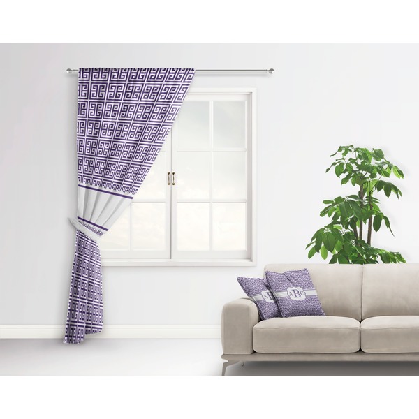 Greek Key Curtain With Window and Rod - in Room Matching Pillow