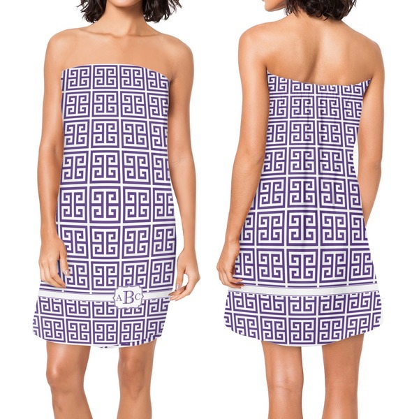 Greek Key Custom Bath Wrap - Front & Back View