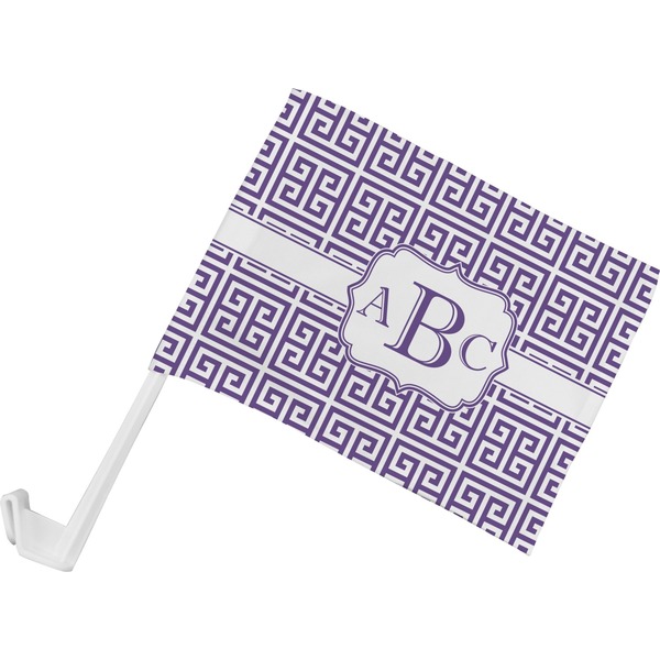 Custom Greek Key Car Flag - Small w/ Monogram