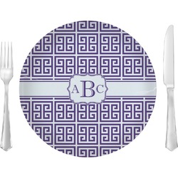 Greek Key 10" Glass Lunch / Dinner Plates - Single or Set (Personalized)