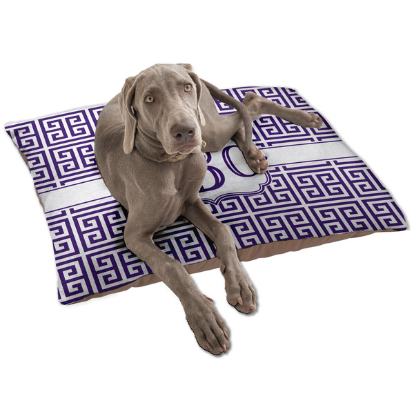 Custom Greek Key Dog Bed - Large w/ Monogram