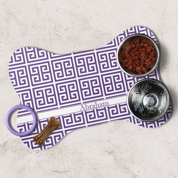 Greek Key Dog Bone Shaped Mat Lifestyle