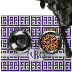 Greek Key Dog Food Mat - Large w/ Monogram