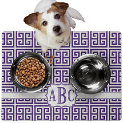 Greek Key Dog Food Mat - Medium w/ Monogram