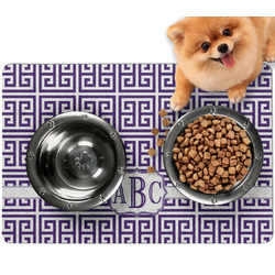 Greek Key Dog Food Mat - Small w/ Monogram