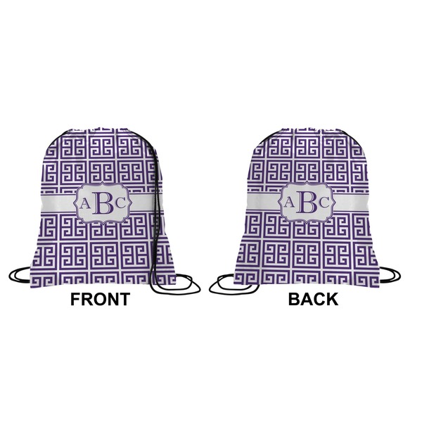 Greek Key Drawstring Backpack Front & Back Small