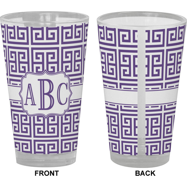 Greek Key Pint Glass - Full Color - Front & Back Views