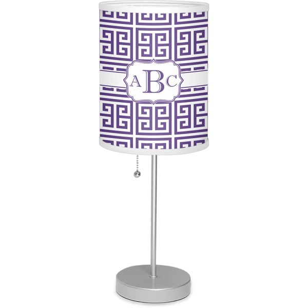 Custom Greek Key 7" Drum Lamp with Shade Linen (Personalized)