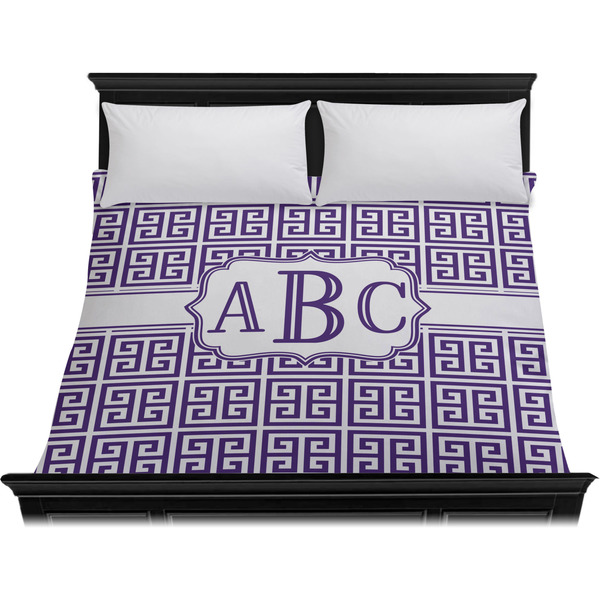 Greek Key Duvet Cover - King - On Bed - No Prop