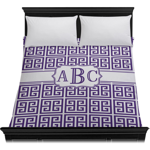 Greek Key Duvet Cover - Queen - On Bed - No Prop