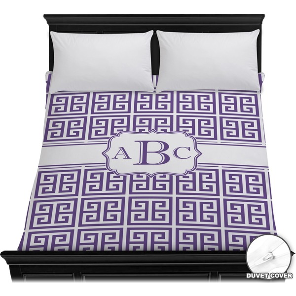 Custom Greek Key Duvet Cover - Full / Queen (Personalized)