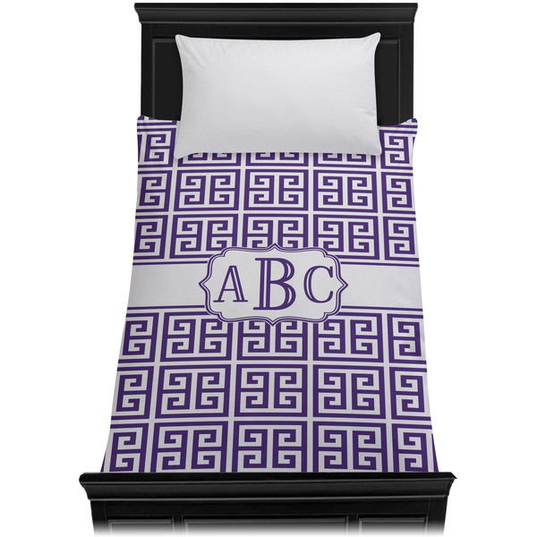 Greek Key Duvet Cover - Twin - On Bed - No Prop