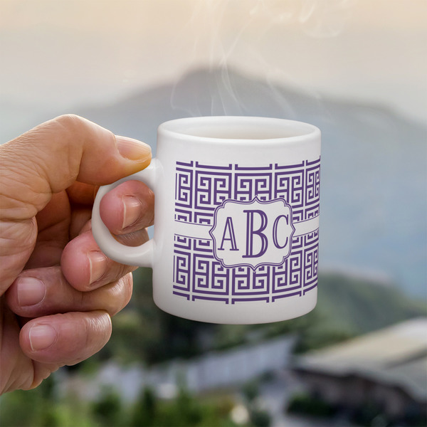 Greek Key Espresso Cup - 3oz LIFESTYLE (new hand)