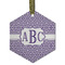 Greek Key Flat Glass Ornament - Hexagon w/ Monogram