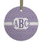 Greek Key Frosted Glass Ornament - Round