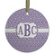 Greek Key Flat Glass Ornament - Round w/ Monogram