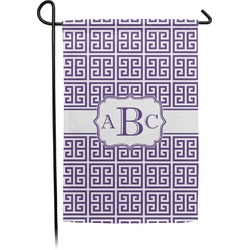 Greek Key Small Garden Flag - Double Sided w/ Monograms