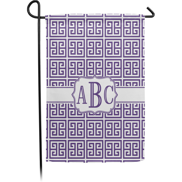 Custom Greek Key Small Garden Flag - Single Sided w/ Monograms